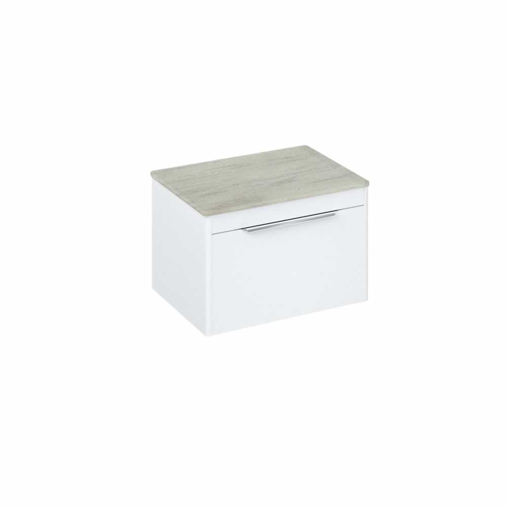 Shoreditch 65cm single drawer Matt White  with Concrete Haze Worktop